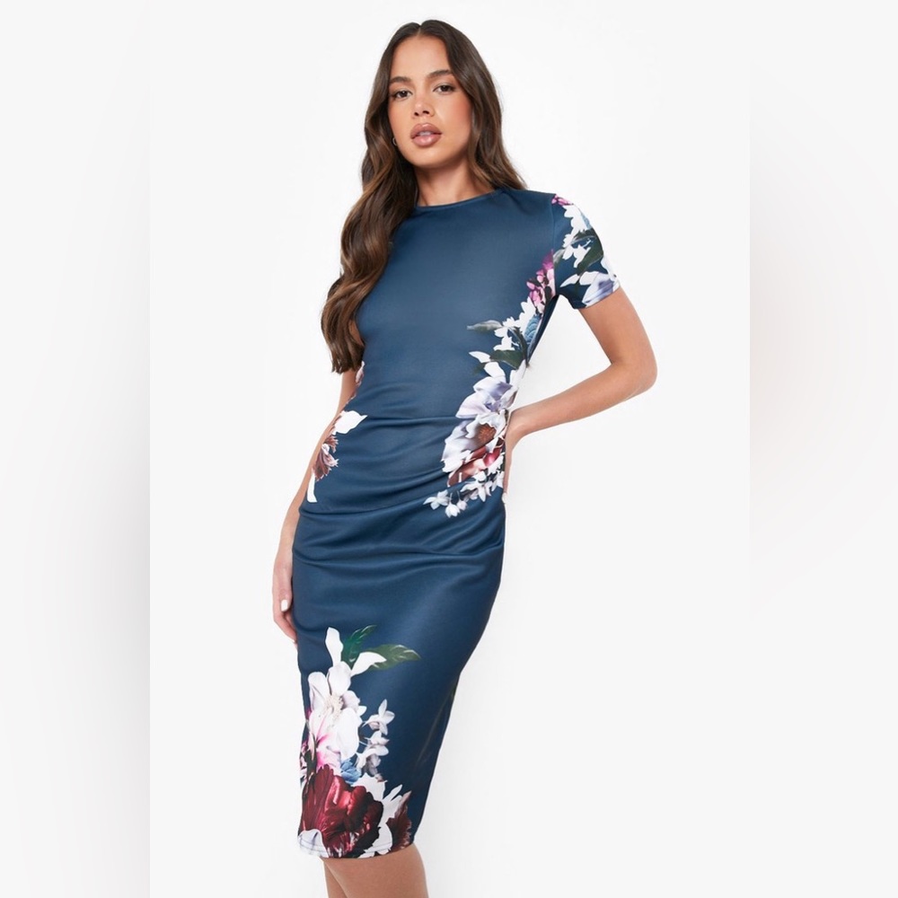 Floral Midi BodyCon Dress US 4 (Small)